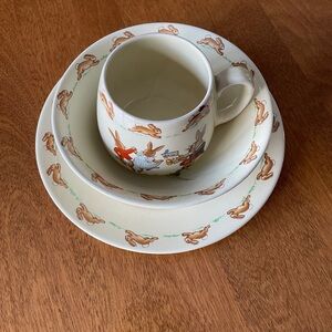 Royal Doulton Bunnykins 3 Piece Set - Vintage 1930-1950’s, “A” Stamped Back